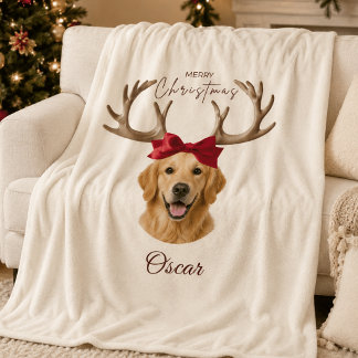 Polar Manta Personalizada con Foto de Mascota de Navidad