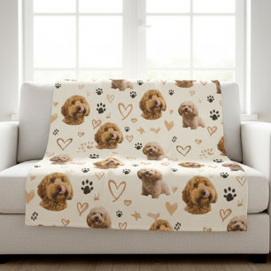 Polar Manta personalizada con foto de perro y corazones