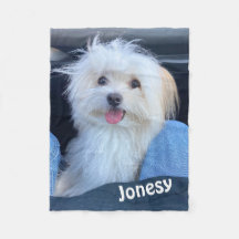 Manta personalizada con foto de perro y nombre del