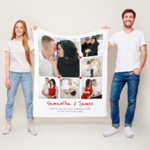 Manta personalizada de 6 fotos con nombres y cita