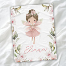 Manta personalizada de acuarela de hada floral par