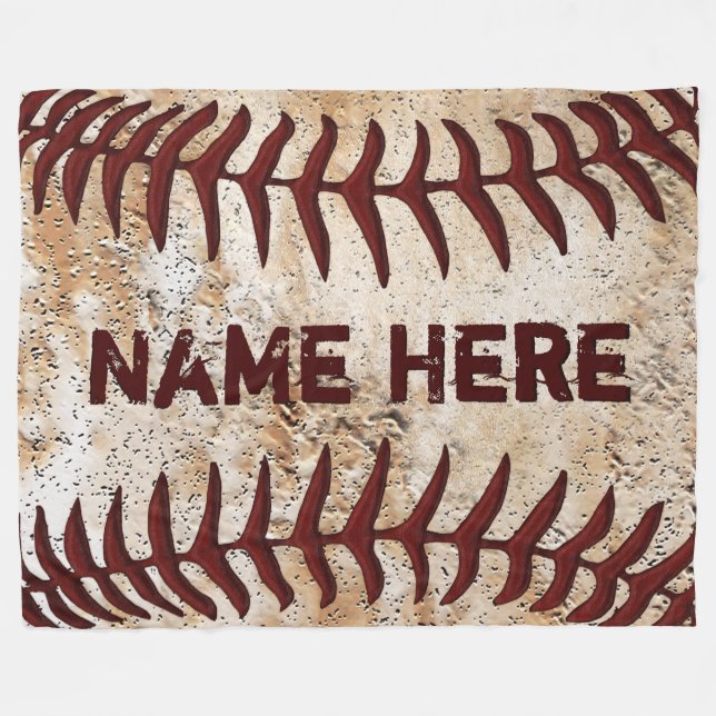 Polar Manta Personalizada de Béisbol Rústica, TU TEXTO (Frente (Horizontal))