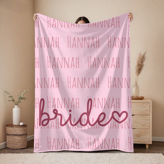 Polar Manta personalizada de boda rosa regalo para la no (Personalized Pink Bride Blanket Gift for Her, Custom Bridal Blanket Wedding Gift for Bride)