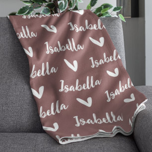 Polar Manta personalizada de color taupe rosa con corazo