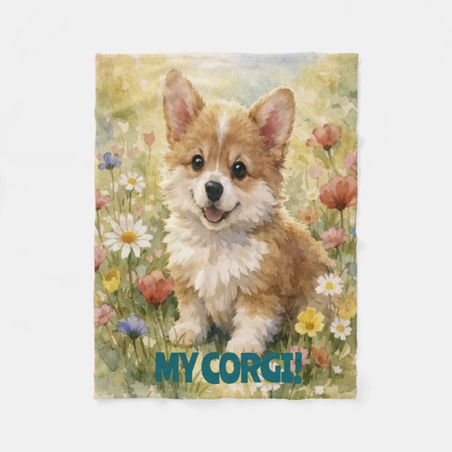 Polar Manta personalizada de Corgi pequeño (Anverso)