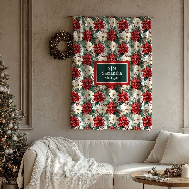 Polar Manta personalizada de corona de Navidad chic (Chic Christmas Wreath Blanket Personalized Gift)