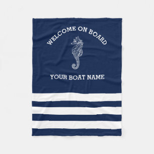 Polar Manta Personalizada de Franja Azul Marino y Blanco