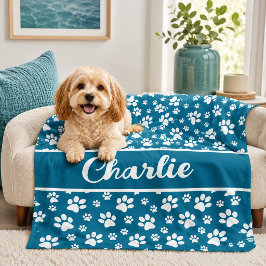 Polar Manta Personalizada de Huella de Perro Acogedora –