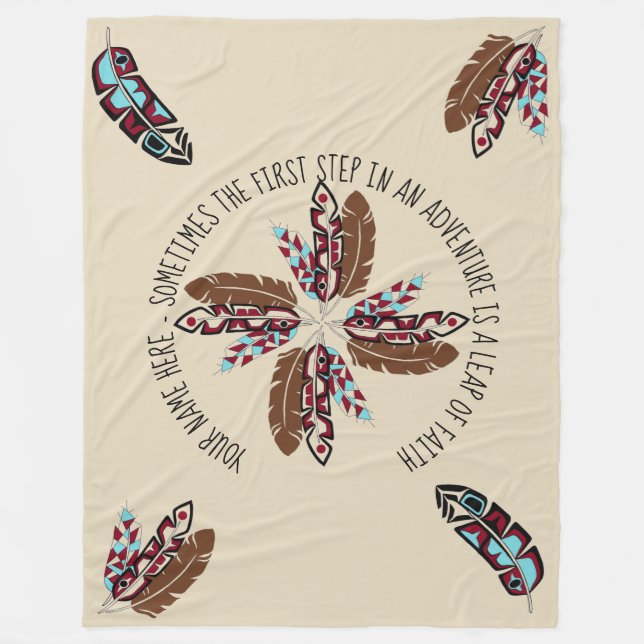 Polar Manta personalizada de la pluma del nativo (Anverso)