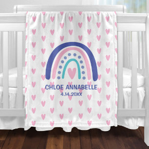 Polar Manta Personalizada de Niña con Arcoíris y Corazon