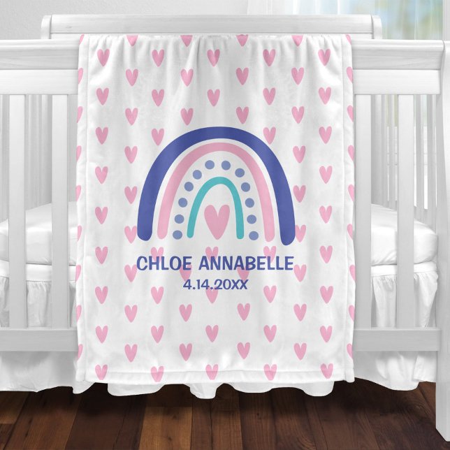 Polar Manta Personalizada de Niña con Arcoíris y Corazon (Subido por el creador)