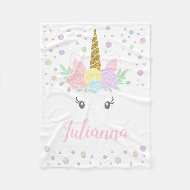 Polar Manta personalizada de unicornio para bebé (Anverso)