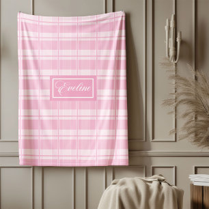Polar Manta Personalizada Estética Rosa Tartán Confort