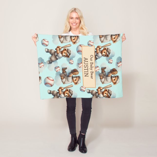 Polar Manta Personalizada para Bebé – Ositos de Acuarela (In situ)