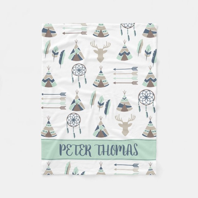 Polar Manta personalizada para la acuarela Boho (Anverso)