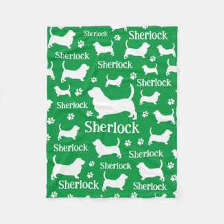 Polar Manta personalizada para perro Basset Hound Verde