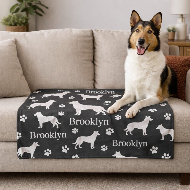 Polar Manta Personalizada para Perro Collie Lisa Gris Os (Collie - smooth hair personalized blanket with collie name and favorite color. Gray shown here.)
