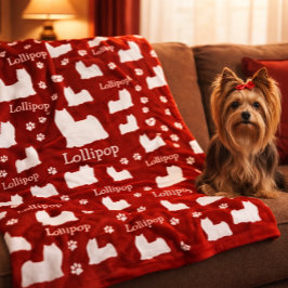 Polar Manta personalizada para perro rojo Yorkie Yorkshi