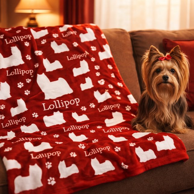 Polar Manta personalizada para perro rojo Yorkie Yorkshi (Yorkie Yorkshire Dog Red Personalized Dog Blanket)