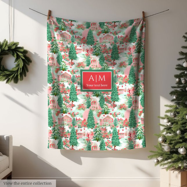 Polar Manta personalizada preppy de acuarela verde chic (Chic green watercolor preppy custom name blanket)