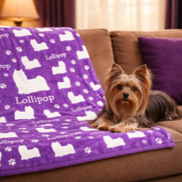 Polar Manta personalizada púrpura para perro Yorkshire Y