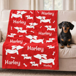 Polar Manta personalizada roja para perros salchicha