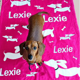Polar Manta personalizada rosa para Dachshund regalo par