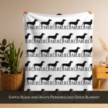 Manta Personalizada Simple de Doxie en Blanco y Ne
