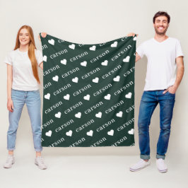 Polar Manta Personalizada Simple Repetida Nombre Verde