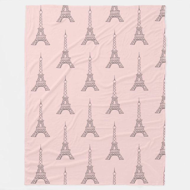 Polar Manta Regalo Torre Eiffel Rosa Suave (Anverso)