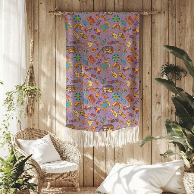 Polar Manta Retro Pastel Acolchada con Acento Acogedor y (Groovy Pastel Blanket 70s Colorful Cozy Accent)