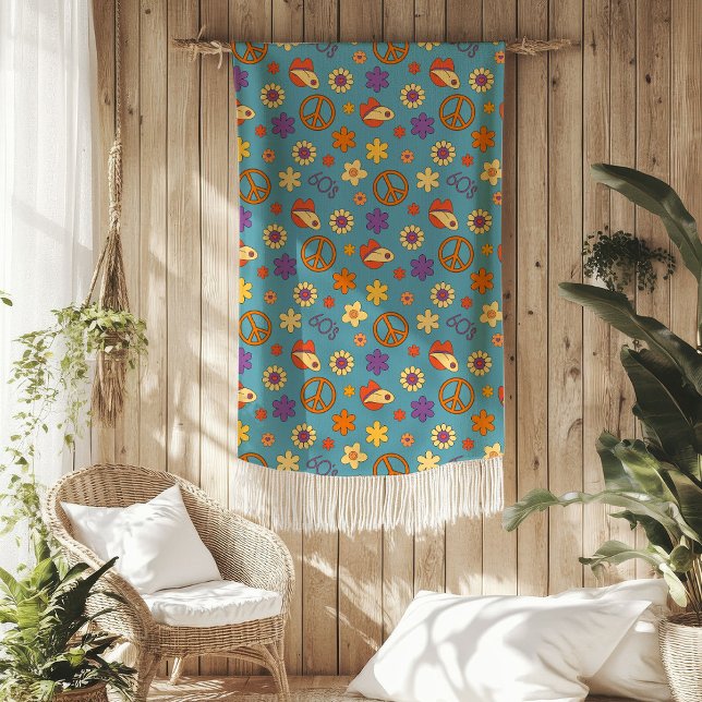 Polar Manta Retro Vibes Pastel Funky Estilo 70 (Retro Vibes Blanket Pastel Funky 70s Style)