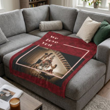 Manta Roja de Felpa con Foto Personalizada y Texto