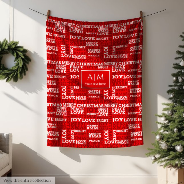 Polar Manta roja festiva con letras de Navidades (Festive red blanket with Christmas lettering)