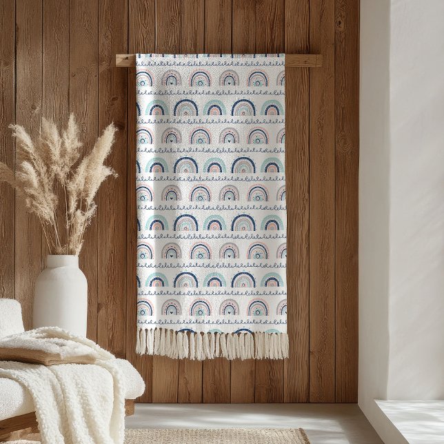 Polar Manta Rosa Marina Lluvia Suave Arcoíris Boho Acent (Navy Pink Blanket Soft Rainbows Boho Kids Accent)