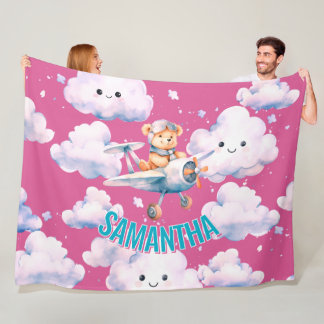 Polar Manta Sherpa Rosa Oscuro hacia el Cielo de Osito