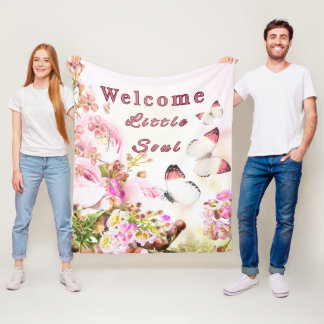 Polar Manta suave de flores rosadas para bebé con maripo