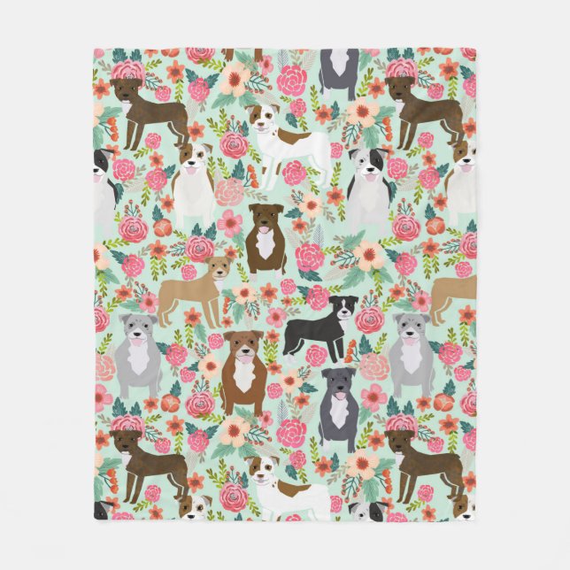 Polar Mapa floral de Pitbull - manta de perro, pitbulls (Anverso)