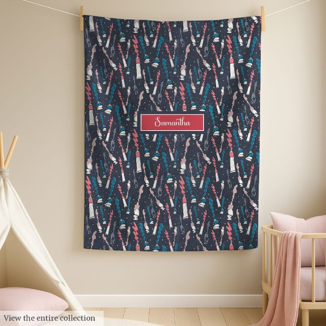 Polar Moda de vuelta a la manta escolar con nombre perso (Chic back to school blanket with custom name & charm)