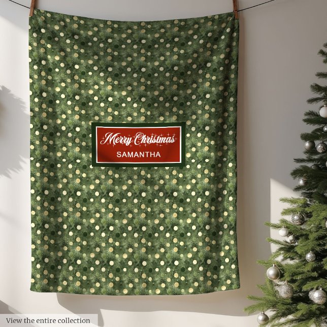 Polar Monograma acuarela verde pastel manta de Navidad (Monogram watercolor pastel green Xmas blanket)