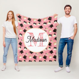 Polar Monogramado lindo felino personalizado manta de pu