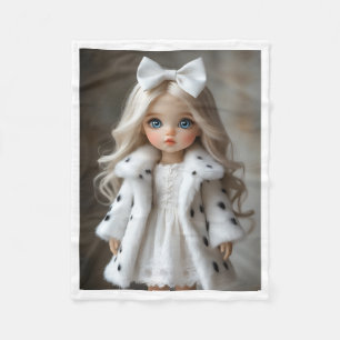 Polar Muñeca Rubia Adorable Abrigo de Piel Blanco Manta 