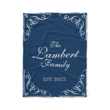 Nombre familiar personalizado manta de pulpa azul 