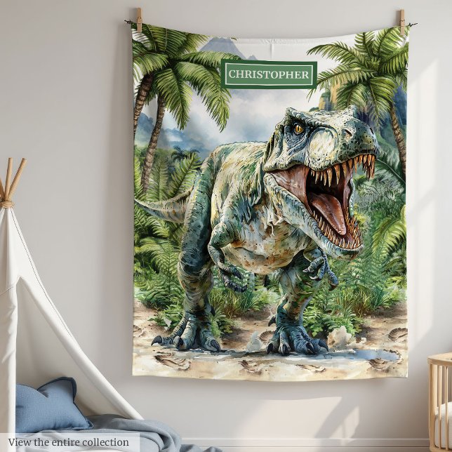 Polar Nombre personalizado personalizado de la manta de  (Wild Dinosaur Blanket Personalized with Custom Name)