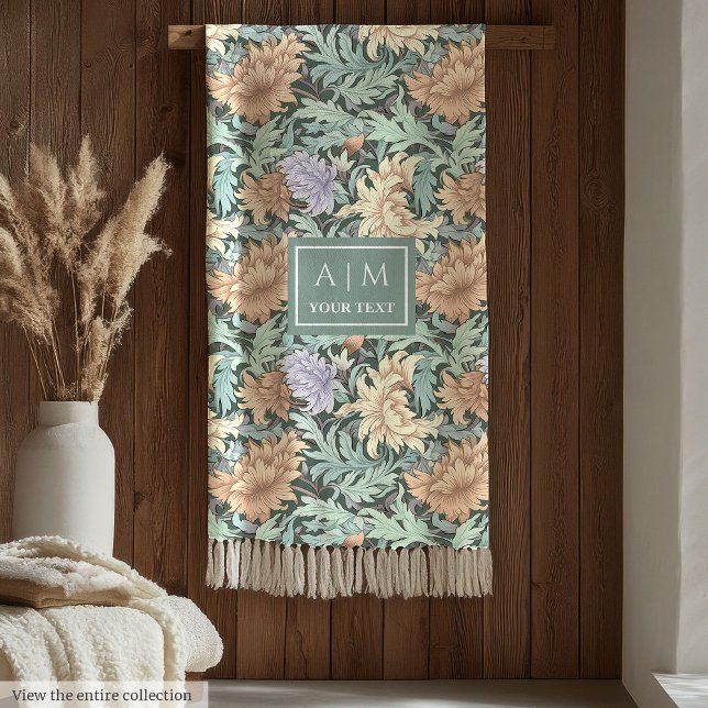 Polar Nueva manta floral de estilo Art Nouveau Delicate  (Delicate Morris style art nouveau floral blanket)