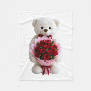 Polar Oso Lindo con Manta de Rosas Rojas