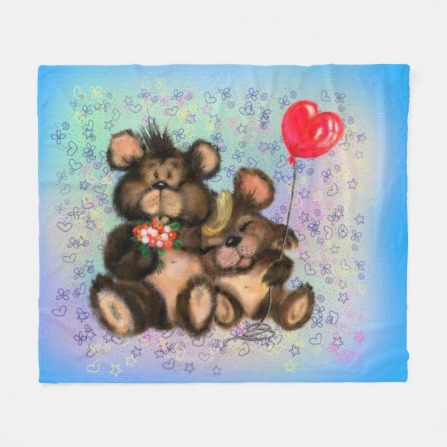 Polar Pareja de oso con manta de la flota de globos card (Frente (Horizontal))
