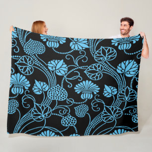 Polar Patrón Floral Antiguo Negro sobre Manta de Fleece