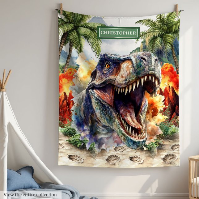 Polar Personalizada la manta de dinosaurio tiranosaurio  (Angry Tyrannosaurus Dinosaur Blanket Personalized Boys)