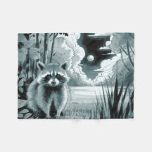 Raccoon en la manta de la flota de limpieza forest